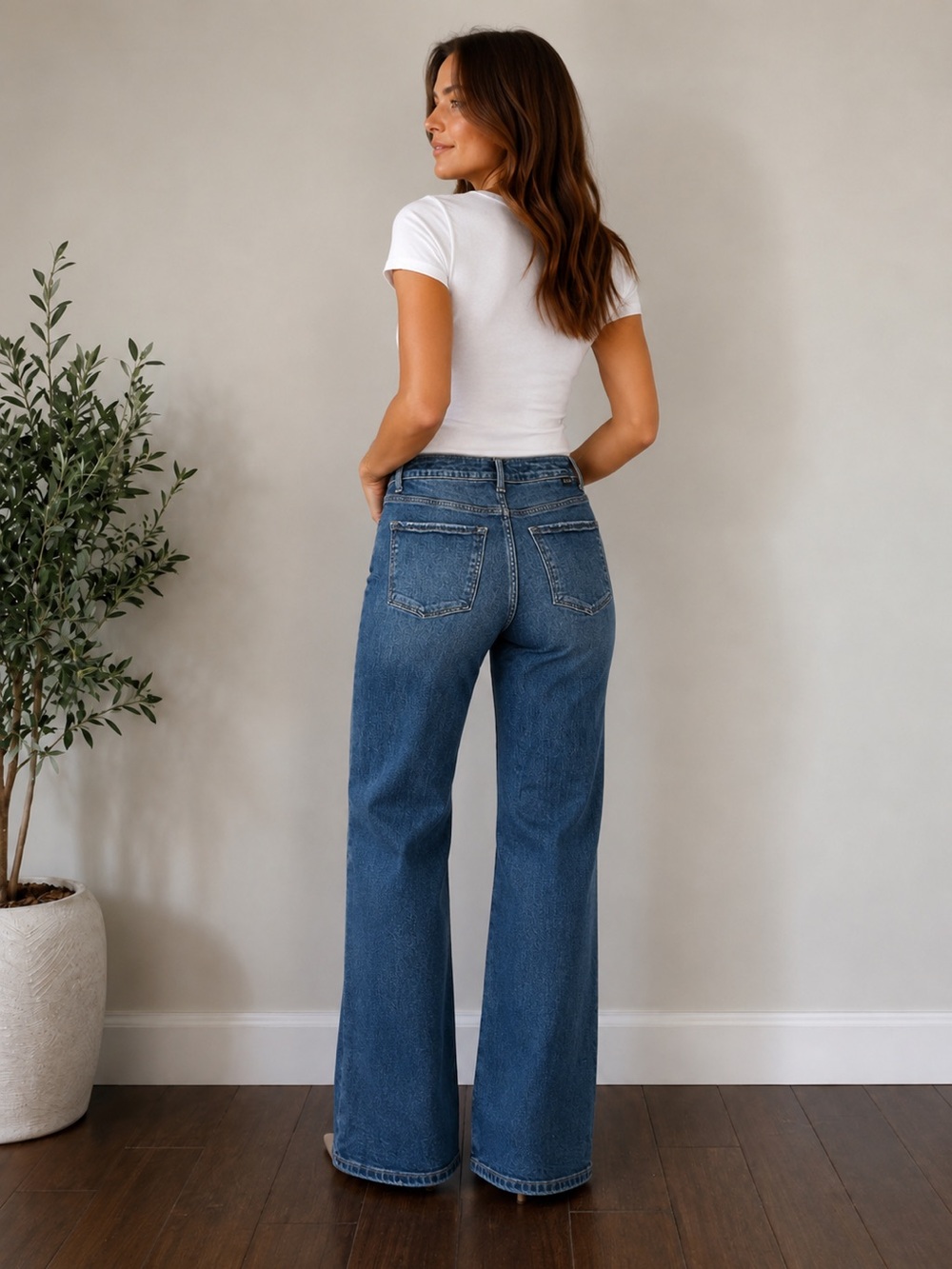 Risen High Rise Medium Wash Wide Leg Jeans Blue Size 31/13 - Picture 3 of 5